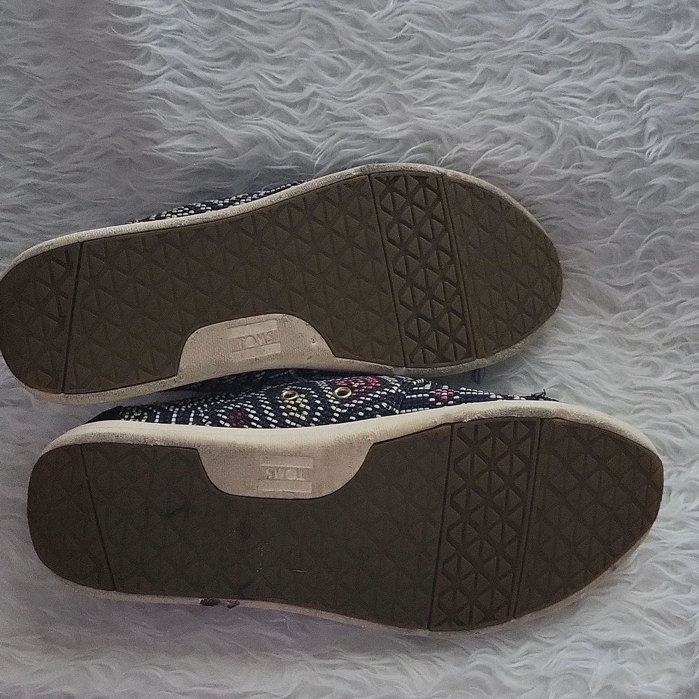 TOMS Del Rey Navy Aztec/ Textured Lace Up Sneakers shoes
